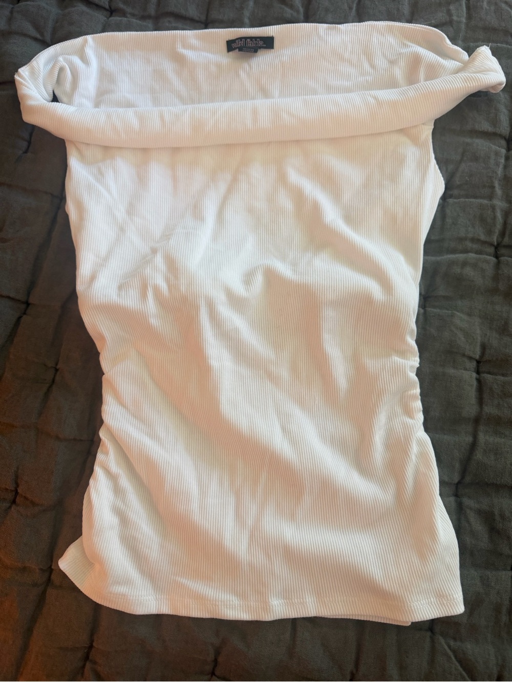wild fable White Ribbed Off-Shoulder Tank Top